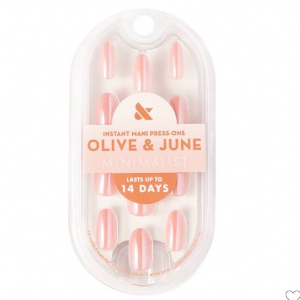 Olive & June Minimalist Instant Mani Press-On Nails Bubblegum Jelly Chrome Oval